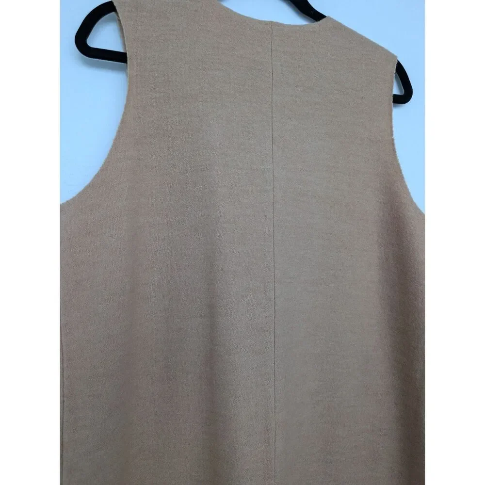 Chico's Wool Sleeveless Wrap Longline Duster Tan Cardigan Sz Chico's 2/L - Picture 16 of 16